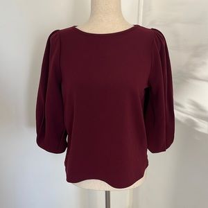 Maroon puff sleeve blouse